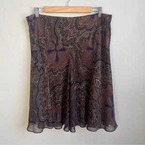 Vintage Paisley Skirt Women's Large Moss Green Lavender Purple Grunge Y2K 90s